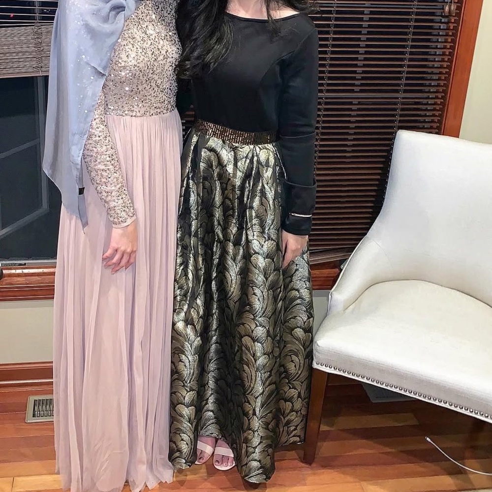 Elegant Black and Gold Evening Gown